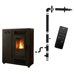 Estufa de pellets Slim Astral 12,2 kW Negro Sannover + Kit de instalación